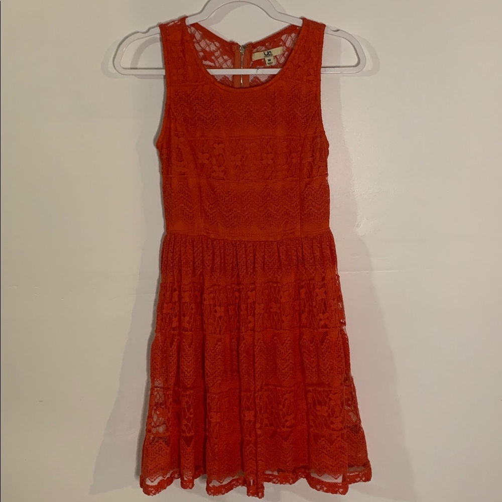 Ya Los Angeles Orange Lace Mini Dress